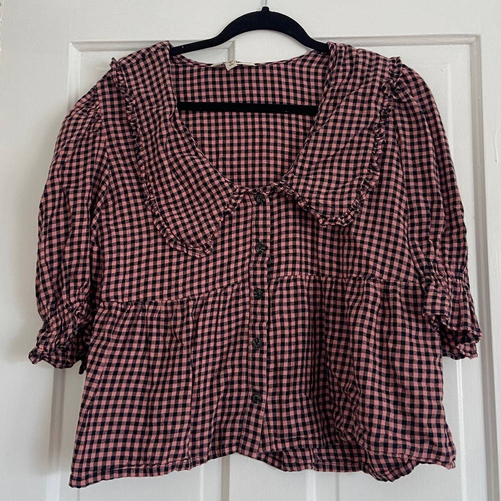 Cute Pink and Black Gingham Top